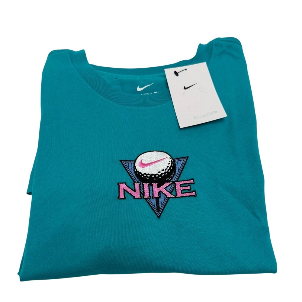 Nike Teal Golf Logo Tee with Pink & White Accents Men's size XL New - Picture 2 of 4